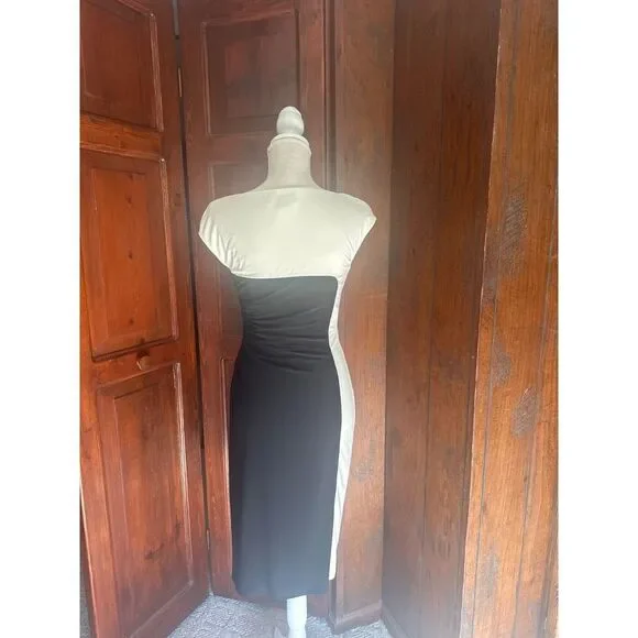 Womens Lauren Ralph Lauren Black & Ivory Colorblock Sheath fitted Dress size 2 - Picture 4 of 5